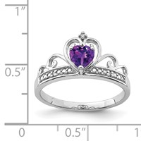 Sterling Silver Rhodium Plated Diamond & Amethyst Teardrop Ring view 3