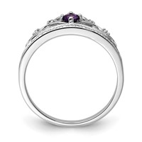 Sterling Silver Rhodium Plated Diamond and Amethyst Ring view 2