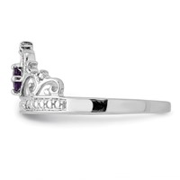 Sterling Silver Rhodium Plated Diamond and Amethyst Ring view 4