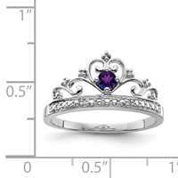 Sterling Silver Rhodium Plated Diamond and Amethyst Ring view 3