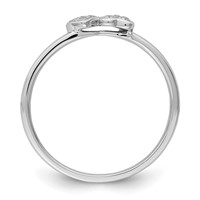 Sterling Silver Rhodium Plated Diamond Double Heart Stackable Ring view 2