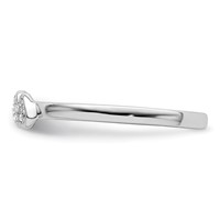 Sterling Silver Rhodium Plated Diamond Double Heart Stackable Ring view 3
