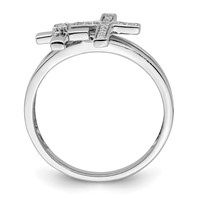 Sterling Silver Rhodium Plated Diamond Crosses Ring view 2
