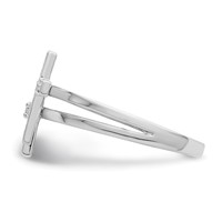Sterling Silver Rhodium Plated Diamond Crosses Ring view 3
