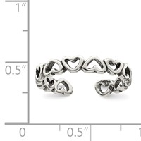 Sterling Silver Antiqued Heart Toe Ring view 3