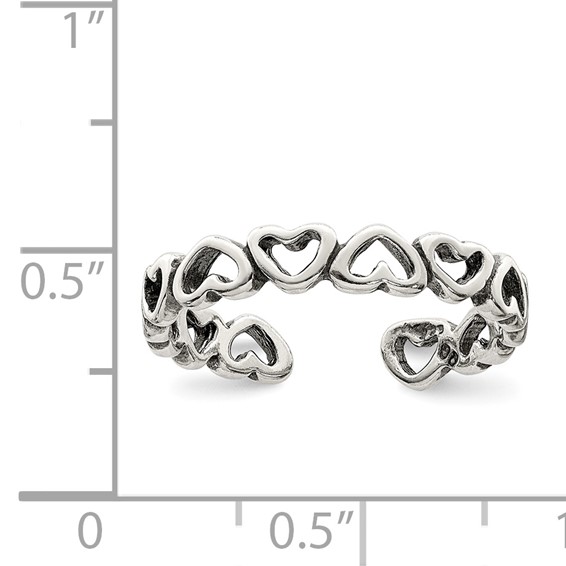 Sterling Silver Antiqued Heart Toe Ring