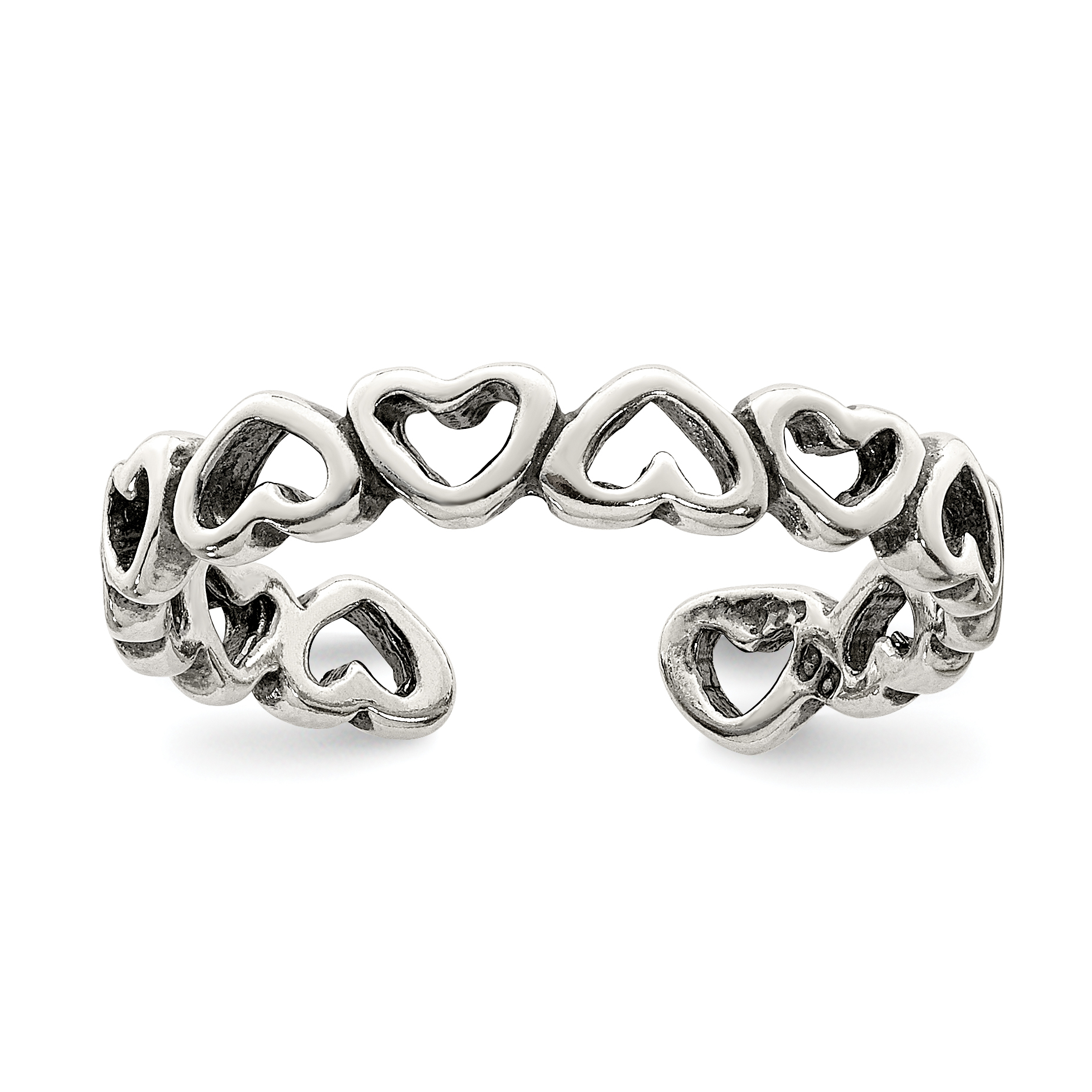 Sterling Silver Antiqued Heart Toe Ring (QR473)