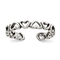 Sterling Silver Antiqued Heart Toe Ring view 1