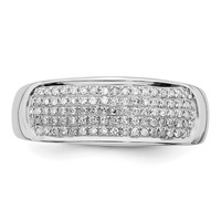 Sterling Silver Rhodium Plated Diamond Ladies Band view 5