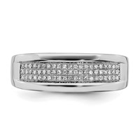 Sterling Silver Rhodium Plated Diamond Ladies Band view 5