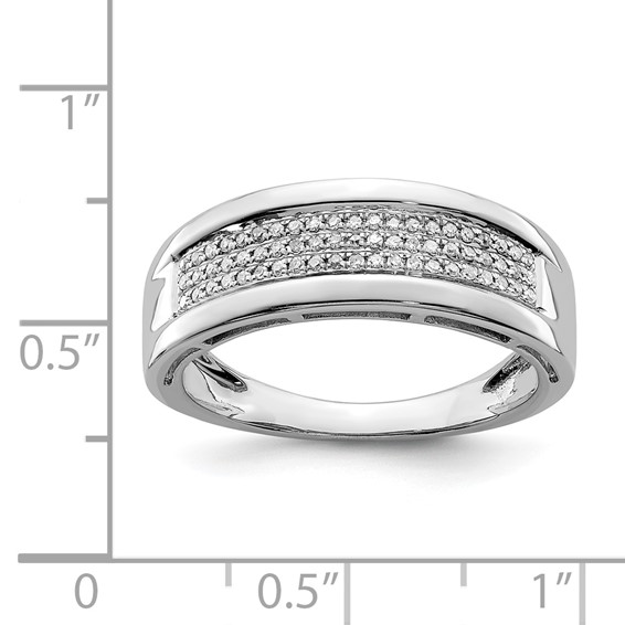 Sterling Silver Rhodium Plated Diamond Ladies Band