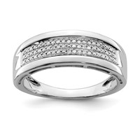 Sterling Silver Rhodium Plated Diamond Ladies Band view 1