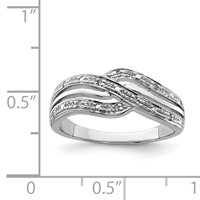 Sterling Silver Rhodium Plated Diamond Ring view 3