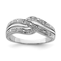 Sterling Silver Rhodium Plated Diamond Ring view 1