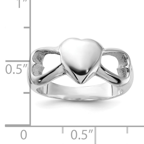 Sterling Silver Polished Hearts Ring