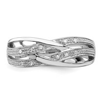 Sterling Silver Rhodium Plated Diamond Ring view 5