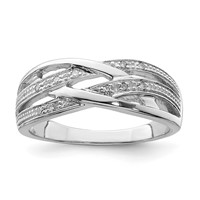 Sterling Silver Rhodium Plated Diamond Ring view 1