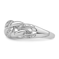 Sterling Silver Rhodium Plated Diamond Ring view 3