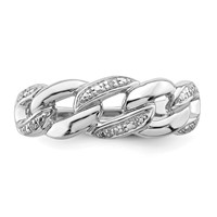 Sterling Silver Rhodium Plated Diamond Ring view 5