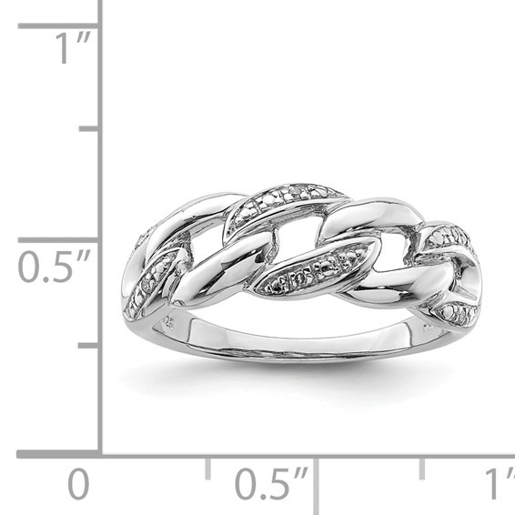 Sterling Silver Rhodium Plated Diamond Ring