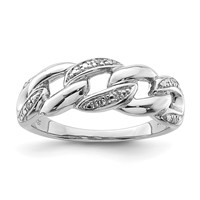 Sterling Silver Rhodium Plated Diamond Ring view 1