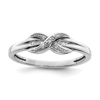 Sterling Silver Rhodium Plated Diamond Infinity Ring view 1