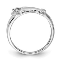 Sterling Silver Rhodium Plated Diamond Buckle Ring view 2