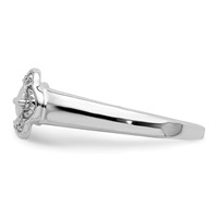 Sterling Silver Rhodium Plated Diamond Buckle Ring view 3