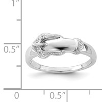 Sterling Silver Rhodium Plated Diamond Buckle Ring view 4