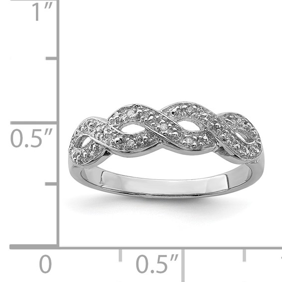Sterling Silver Rhodium Plated Diamond Ring