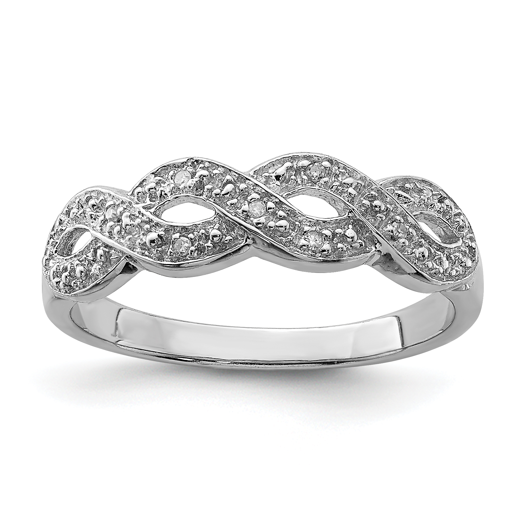 Sterling Silver Rhodium Plated Diamond Ring (QR4912-7)