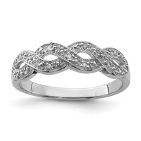 Sterling Silver Rhodium Plated Diamond Ring view 1