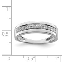 Sterling Silver Rhodium Plated Diamond Ladies Band view 3