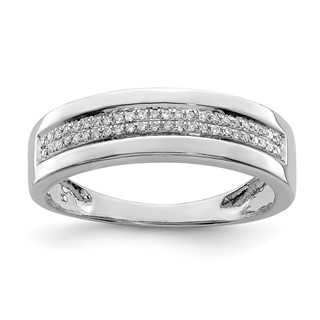 Sterling Silver Rhodium Plated Diamond Ladies Band