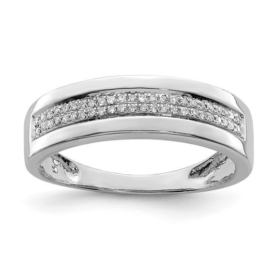 Sterling Silver Rhodium Plated Diamond Ladies Band