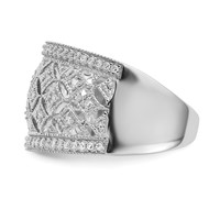 Sterling Silver Rhodium Plated Fancy Diamond Band view 4