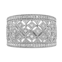 Sterling Silver Rhodium Plated Fancy Diamond Band view 5