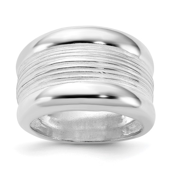 Sterling Silver Polished Ridged Ring