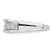 Sterling Silver Rhodium Plated Diam. Men's Band view 3