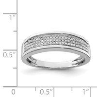 Sterling Silver Rhodium Plated Diam. Men's Band view 4