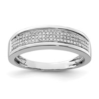 Sterling Silver Rhodium Plated Diam. Men's Band view 1