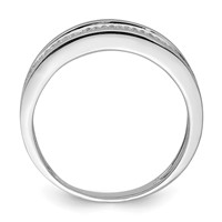 Sterling Silver Rhodium Plated Diam. Men's Band view 2
