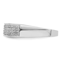 Sterling Silver Rhodium Plated Diam. Men's Band view 3