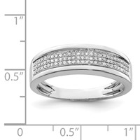 Sterling Silver Rhodium Plated Diam. Men's Band view 4