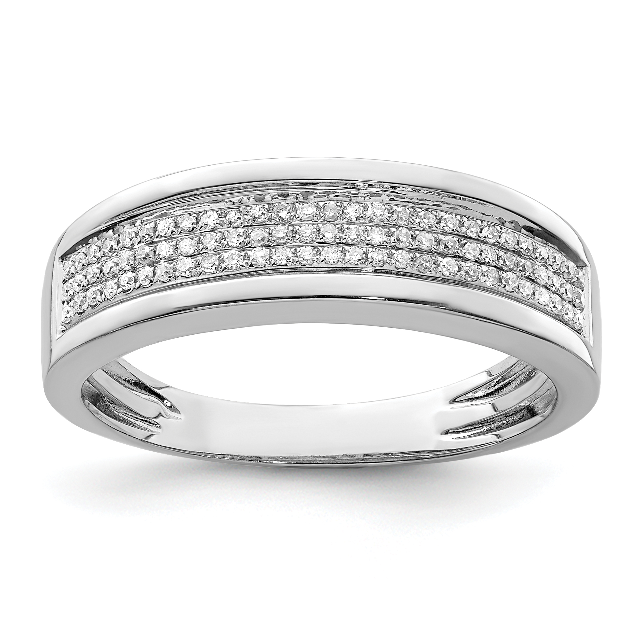 Sterling Silver Rhodium Plated Diam. Men's Band (QR4973-10)