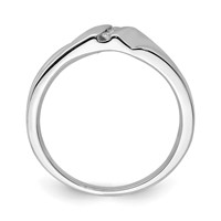 Sterling Silver Rhodium Plated Diamond Men's Ring view 2