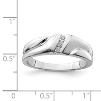 Sterling Silver Rhodium Plated Diamond Men's Ring view 3