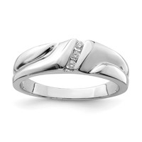 Sterling Silver Rhodium Plated Diamond Men's Ring view 1