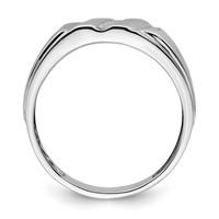 Sterling Silver Rhodium Plated Diamond Men's Ring view 2
