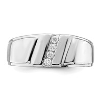 Sterling Silver Rhodium Plated Diamond Men's Ring view 5